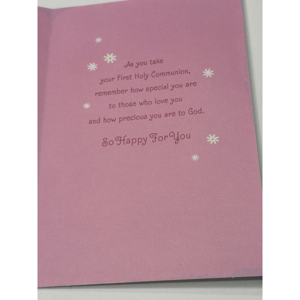 DaySpring Goddaughter First‎ Communion Greeting Card Pink Glitter Girly Joyfully